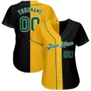 Men's Custom Black Kelly Green-Gold Authentic Split Fashion Baseball Jersey - Image 2