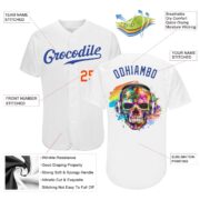 Men's Custom White Royal-Orange Authentic Skull Fashion Baseball Jersey - Image 2