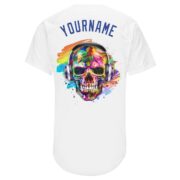 Men's Custom White Royal-Orange Authentic Skull Fashion Baseball Jersey - Image 4