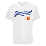 Men's Custom White Royal-Orange Authentic Skull Fashion Baseball Jersey - Image 5