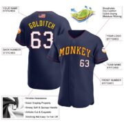 Men's Custom Navy White-Gold Authentic American Flag Fashion Baseball Jersey - Image 4