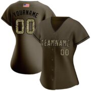 Men's Custom Olive Camo-Black Authentic Salute To Service American Flag Fashion Baseball Jersey - Image 5