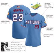 Men's Custom Light Blue White-Red Authentic American Flag Fashion Baseball Jersey - Image 2