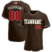 Men's Custom Brown Red-Cream Authentic American Flag Fashion Baseball Jersey