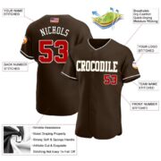 Men's Custom Brown Red-Cream Authentic American Flag Fashion Baseball Jersey - Image 4