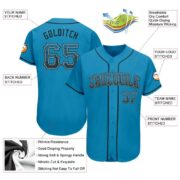 Men's Custom Panther Blue Black-Gray Authentic Drift Fashion Baseball Jersey - Image 4