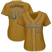 Men's Custom Old Gold Black-White Authentic Drift Fashion Baseball Jersey - Image 5
