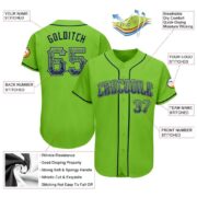 Men's Custom Neon Green Navy-Gray Authentic Drift Fashion Baseball Jersey - Image 2