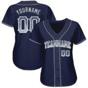 Men's Custom Navy Silver-White Authentic Drift Fashion Baseball Jersey - Image 3