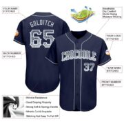 Men's Custom Navy Silver-White Authentic Drift Fashion Baseball Jersey - Image 5