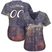 Men's Custom Graffiti Pattern White-Black 3D "Sky's The Limit" Authentic Baseball Jersey - Image 2