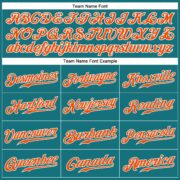 Men's Custom Aqua White Pinstripe Orange-White Authentic Baseball Jersey - Image 2