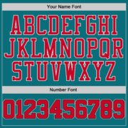 Men's Custom Aqua Red-Black Authentic Baseball Jersey - Image 3