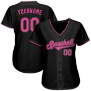 Men's Custom Black Pink-White Authentic Baseball Jersey - Image 5
