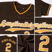 Men's Custom Brown Red-White Authentic Baseball Jersey - Image 4