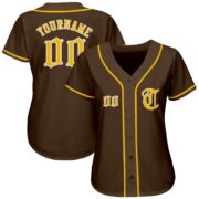 Men's Custom Brown Gold-White Authentic Baseball Jersey - Image 2