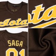 Men's Custom Brown Orange-White Authentic Baseball Jersey - Image 2