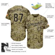 Men's Custom Camo Black-Cream Authentic Baseball Jersey - Image 3