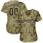 Men's Custom Camo Black-Cream Authentic Baseball Jersey - Image 5