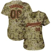 Men's Custom Camo Olive-Red Authentic Baseball Jersey - Image 2