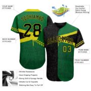 Men's Custom Graffiti Pattern Black-Green 3D "Jamaica" Authentic Baseball Jersey - Image 5